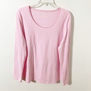 Lord & Taylor Long Sleeve Scoop Neck Tee Shirt Pink 🩷 Size XL Barbie Core Base
